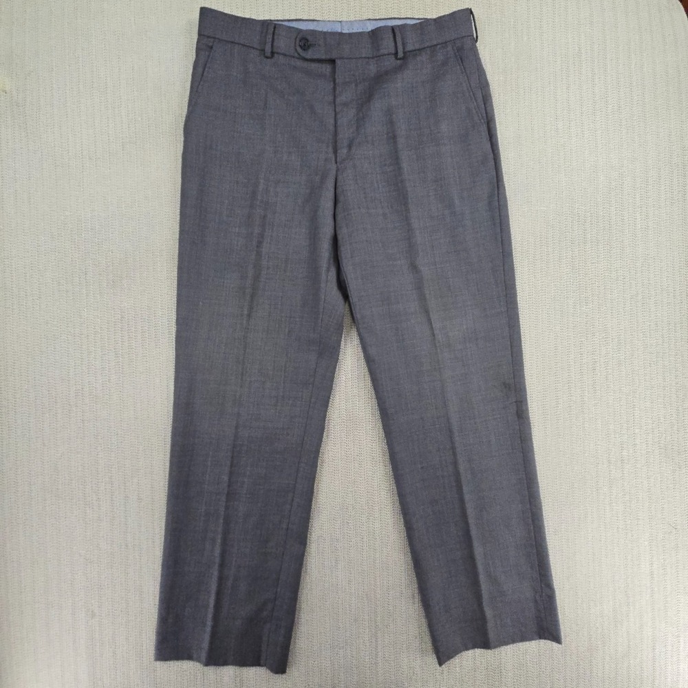 Ballin Pants Mens 34x32 Gray Super 110s Wool Comfort EZE Flat Front Dress
